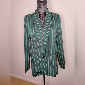 Nasty Gal Green Striped Blazer